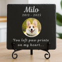 Personalised Square Pet Memorial Stone – Slate Dog Plaque with Photo, Name & Dates