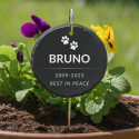 Personalised Round Pet Grave Marker with Metal Hook Stake – Slate Dog Memorial Garden Plaque with Name, Dates & Tribute