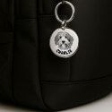Personalised Pet Memorial Round Keyring - Engraved with Dog's Photo & Name
