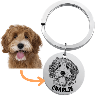 Personalised Pet Memorial Round Keyring -...