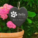Personalised Heart Pet Grave Marker with Metal Hook Stake – Slate Dog Memorial Garden Plaque with Name, Dates & Tribute