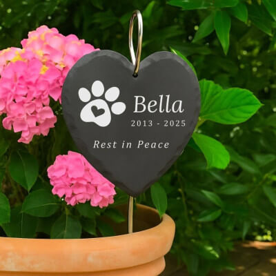 Personalised Heart Pet Grave Marker with Metal...