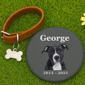 Personalised Round Pet Grave Marker with Photo – Slate Dog Memorial Garden Plaque with Name & Dates