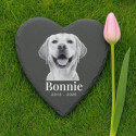 Personalised Heart Pet Grave Marker with Photo – Slate Dog Memorial Garden Plaque with Name & Dates