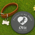 Personalised Round Pet Grave Marker – Slate Dog Memorial Garden Plaque with Name, Dates & Tribute