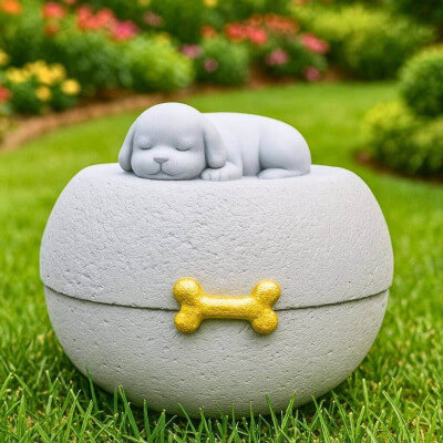 Outdoor Resin Pet Urn – Dog Cremation Urn for...