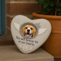 Heart-Shaped Pet Memorial Stone with Photo Frame – Weatherproof Resin Grave Marker for Outdoor Display