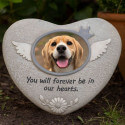 Heart-Shaped Pet Memorial Stone with Photo Frame – Weatherproof Resin Grave Marker for Outdoor Display