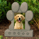 Paw-Shaped Pet Memorial Headstone with Photo & Tribute – Weatherproof Resin Grave Marker for Outdoor Display