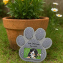 Paw-Shaped Pet Memorial Stone with Photo Frame – Weatherproof Resin Grave Marker for Outdoor Display