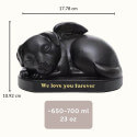 Black Sleeping Angel Dog Pet Memorial Urn – Outdoor Resin Grave Marker for Garden Display